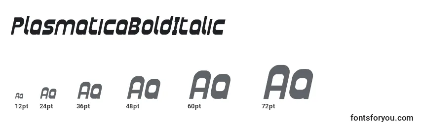 Größen der Schriftart PlasmaticaBoldItalic
