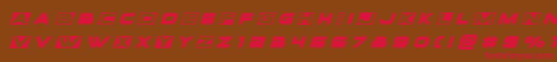 フォントVoxboxtitleital – 赤い文字が茶色の背景にあります。