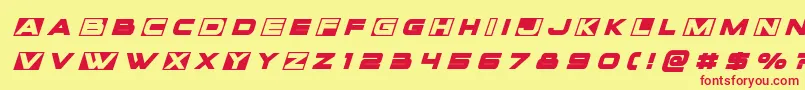フォントVoxboxtitleital – 赤い文字の黄色い背景