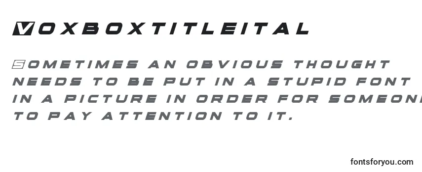 Обзор шрифта Voxboxtitleital