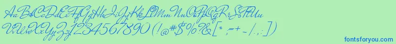 MrDehaviland Font – Blue Fonts on Green Background