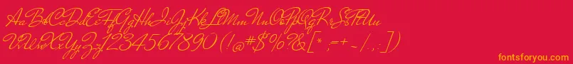 MrDehaviland Font – Orange Fonts on Red Background