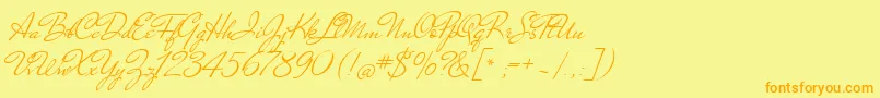 MrDehaviland-Schriftart – Orangefarbene Schriften auf gelbem Hintergrund
