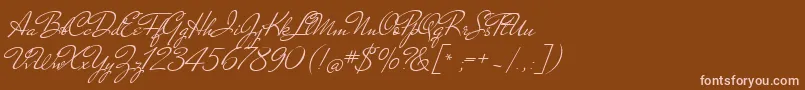 MrDehaviland-Schriftart – Rosa Schriften auf braunem Hintergrund