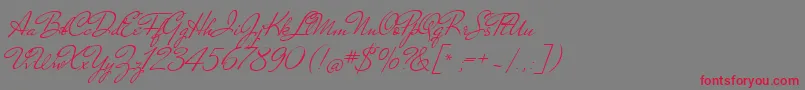 MrDehaviland-Schriftart – Rote Schriften auf grauem Hintergrund