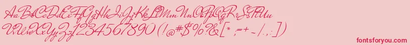 Fonte MrDehaviland – fontes vermelhas em um fundo rosa