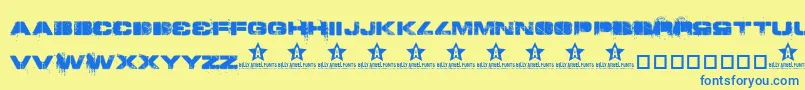 ToySoldiers Font – Blue Fonts on Yellow Background