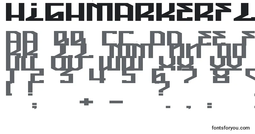 Schriftart HighMarkerFlat – Alphabet, Zahlen, spezielle Symbole