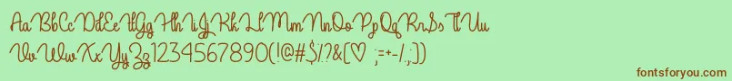 フォントGuysMyAgeOtf – 緑の背景に茶色のフォント