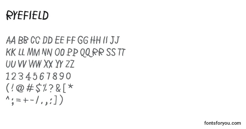 Czcionka RyeField – alfabet, cyfry, specjalne znaki