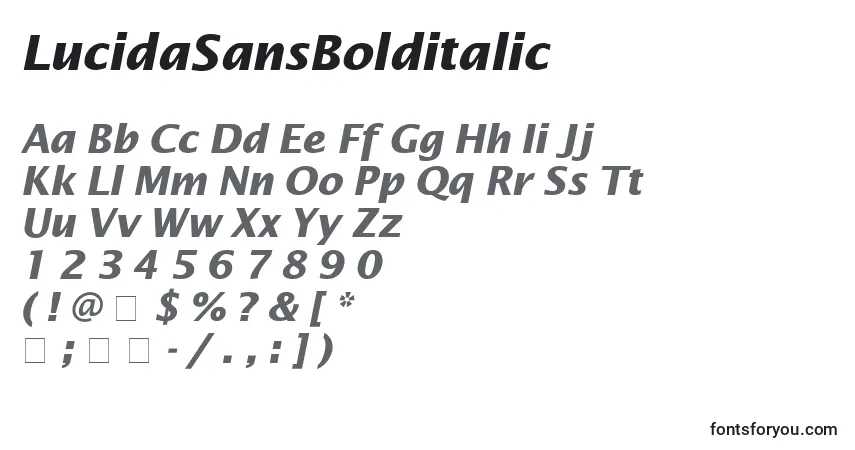 A fonte LucidaSansBolditalic – alfabeto, números, caracteres especiais
