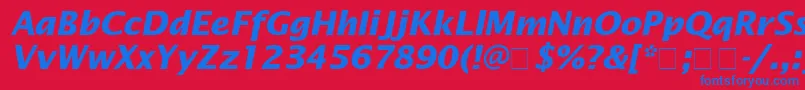 LucidaSansBolditalic Font – Blue Fonts on Red Background