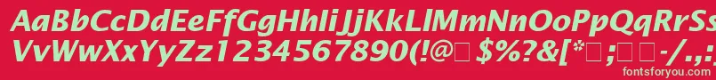 LucidaSansBolditalic-Schriftart – Grüne Schriften auf rotem Hintergrund