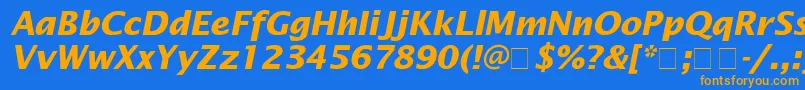 LucidaSansBolditalic Font – Orange Fonts on Blue Background