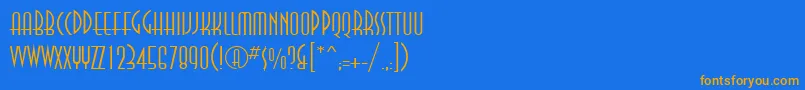 フォントAnn35C – オレンジ色の文字が青い背景にあります。