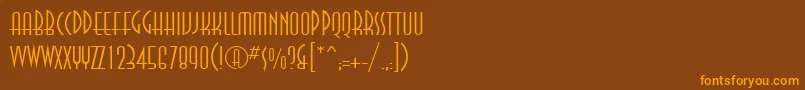 フォントAnn35C – オレンジ色の文字が茶色の背景にあります。