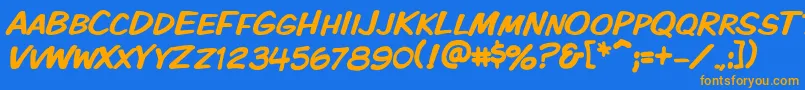 Weitere Informationen zur Vtckomixationsc-Schriftart Vtckomixationsc-Schriftart – Orangefarbene Schriften auf blauem Hintergrund