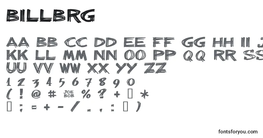 A fonte Billbrg – alfabeto, números, caracteres especiais