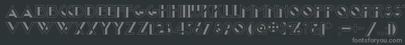Joostamillionairenf-fontti – harmaat kirjasimet mustalla taustalla