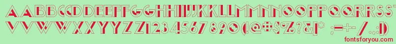 フォントJoostamillionairenf – 赤い文字の緑の背景