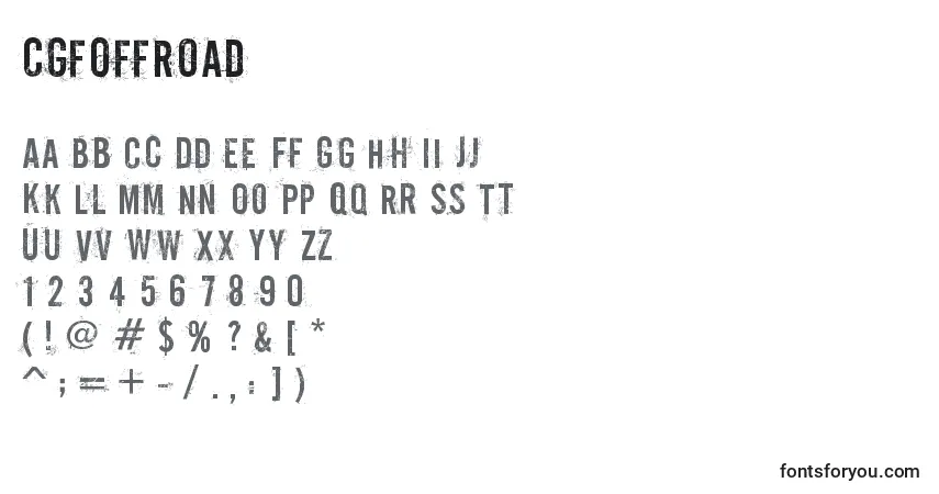 A fonte CgfOffRoad – alfabeto, números, caracteres especiais