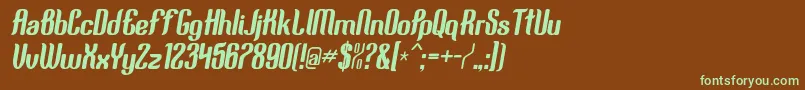 フォントSquimpy – 緑色の文字が茶色の背景にあります。