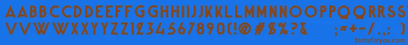 Weitere Informationen zur AlpineTypefaceCleanBold-Schriftart AlpineTypefaceCleanBold-Schriftart – Braune Schriften auf blauem Hintergrund