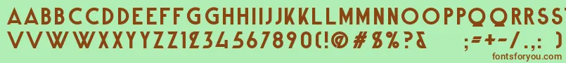 Fonte AlpineTypefaceCleanBold – fontes marrons em um fundo verde