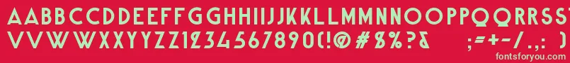 Fonte AlpineTypefaceCleanBold – fontes verdes em um fundo vermelho