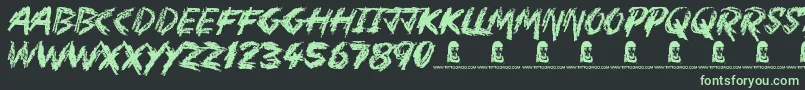 フォントMotherInLaw – 黒い背景に緑の文字