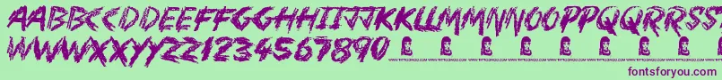 MotherInLaw Font – Purple Fonts on Green Background