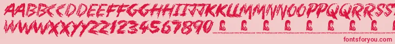 フォントMotherInLaw – ピンクの背景に赤い文字