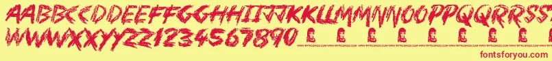 MotherInLaw Font – Red Fonts on Yellow Background