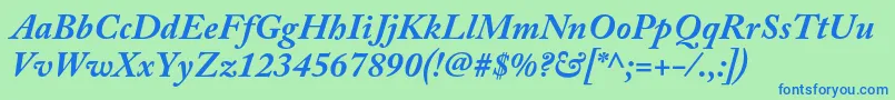 フォントAcaslonproBolditalic – 青い文字は緑の背景です。