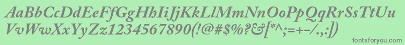 フォントAcaslonproBolditalic – 緑の背景に灰色の文字