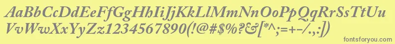 フォントAcaslonproBolditalic – 黄色の背景に灰色の文字