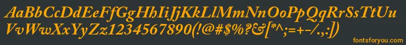 フォントAcaslonproBolditalic – 黒い背景にオレンジの文字