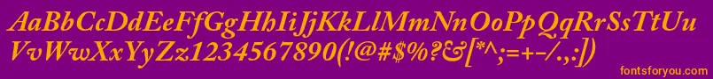 AcaslonproBolditalic Font – Orange Fonts on Purple Background