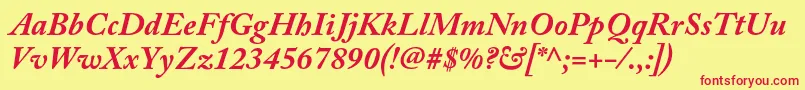 AcaslonproBolditalic Font – Red Fonts on Yellow Background