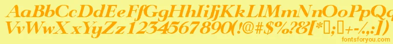 TeronodisplaysskItalic Font – Orange Fonts on Yellow Background