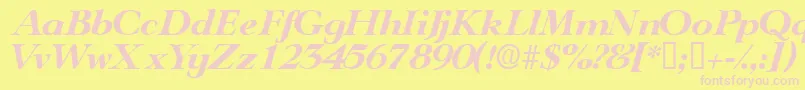 TeronodisplaysskItalic Font – Pink Fonts on Yellow Background