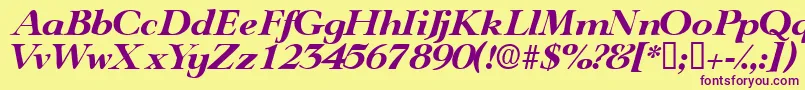 TeronodisplaysskItalic Font – Purple Fonts on Yellow Background