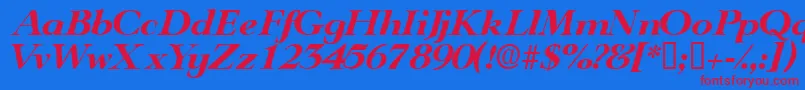 TeronodisplaysskItalic Font – Red Fonts on Blue Background