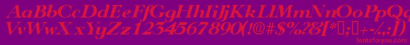 TeronodisplaysskItalic Font – Red Fonts on Purple Background