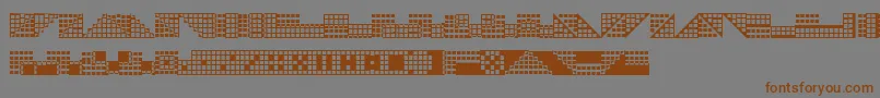 フォントPichsim – 茶色の文字が灰色の背景にあります。