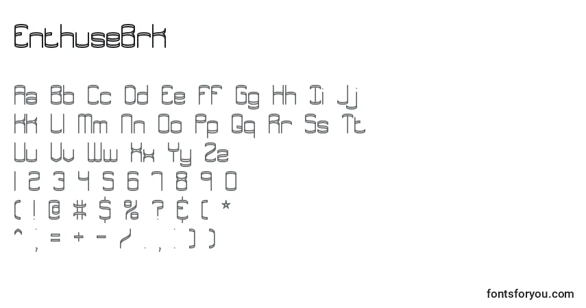 Шрифт EnthuseBrk – алфавит, цифры, специальные символы