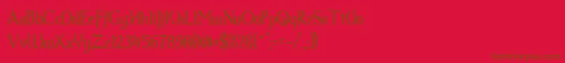Dumbledor3Thin-Schriftart – Braune Schriften auf rotem Hintergrund