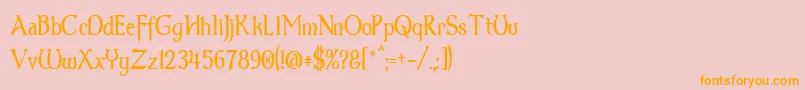 Dumbledor3Thinフォントについての詳細 フォントDumbledor3Thin – オレンジの文字がピンクの背景にあります。