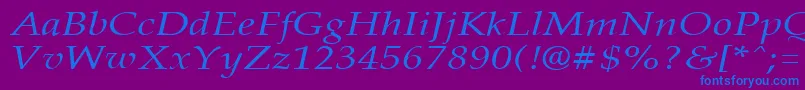 PalisadebroadItalic-fontti – siniset fontit violetilla taustalla