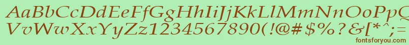 Fonte PalisadebroadItalic – fontes marrons em um fundo verde